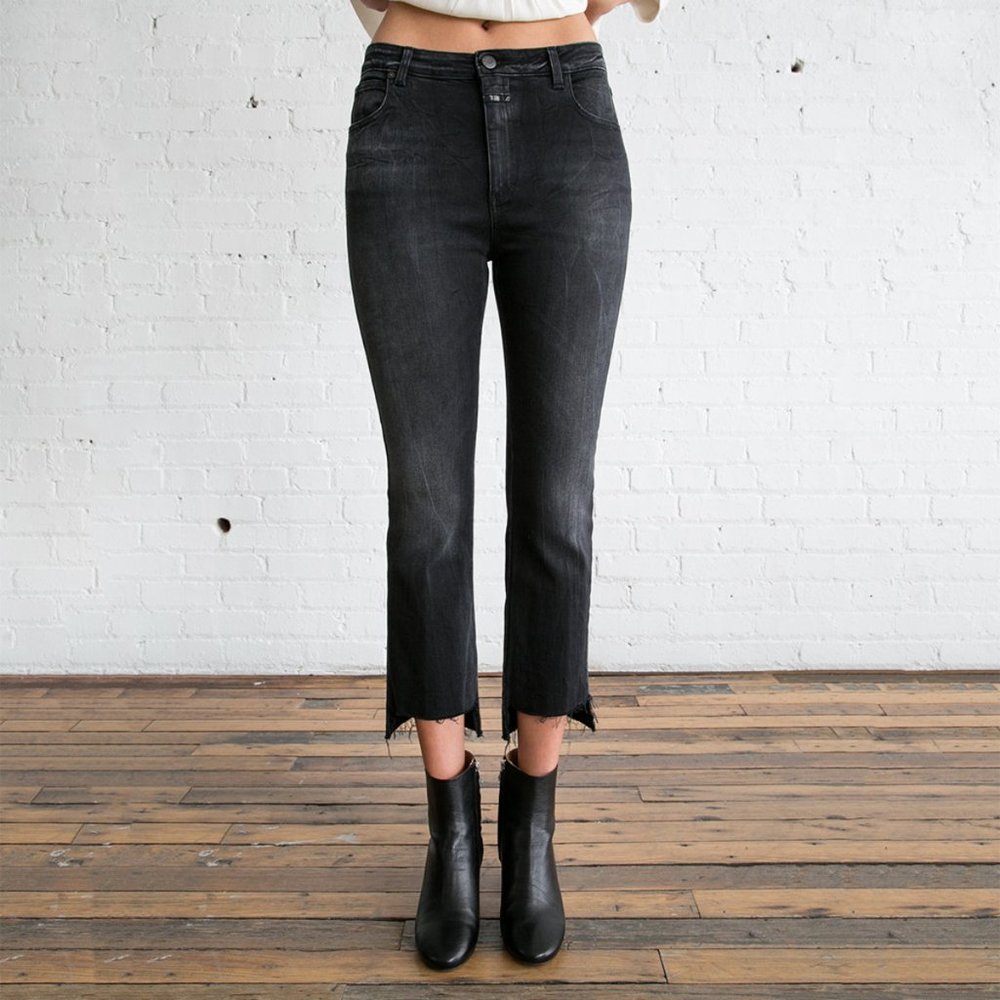 CLOSED Womens Sz 26 Rose Raw Hem Washed Black Denim Stretch Jeans Made In Italy